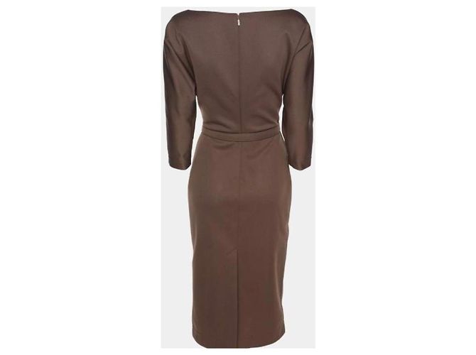Vestido de jersey marrón Fendi con cinturón de hebilla FF Castaño - vista 2