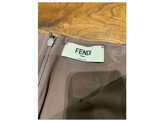 Vestido de jersey marrón Fendi con cinturón de hebilla FF Castaño - vista 3