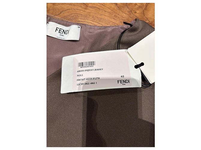 Vestido de jersey marrón Fendi con cinturón de hebilla FF Castaño - vista 8