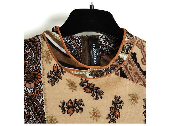 Leonard circa 1990 Vestido de Lana Boteh FR38 UK10 US8 Multicolor - vista 4