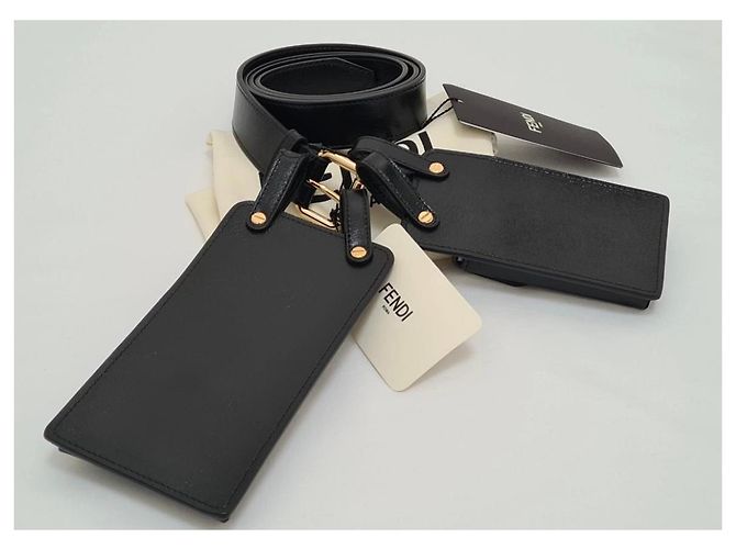 Schwarzer Leder-Gürtel von Fendi mit Telefon- und Kartenhaltern - Ansicht 9