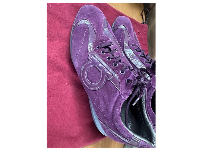 Salvatore Ferragamo Sneakers in camoscio viola Porpora - vista 2
