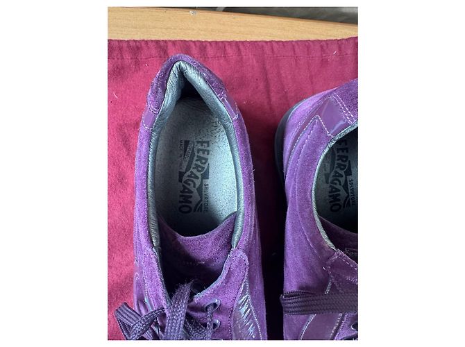 Salvatore Ferragamo Sneakers in camoscio viola Porpora - vista 3