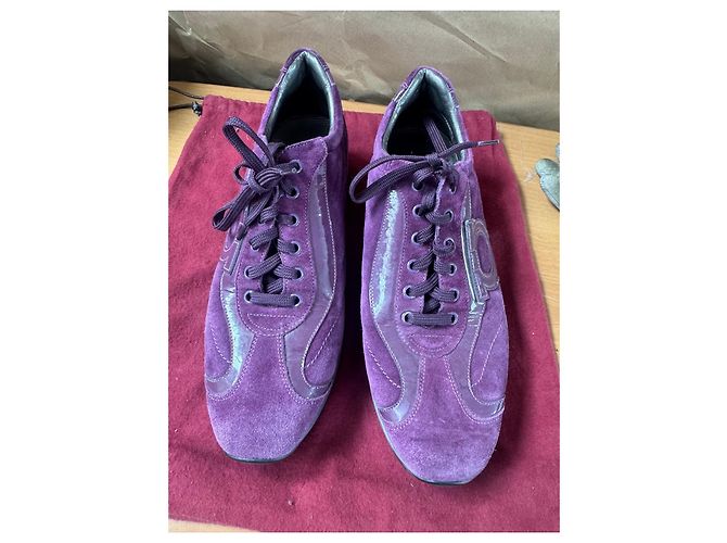 Salvatore Ferragamo Sneakers in camoscio viola Porpora - vista 4
