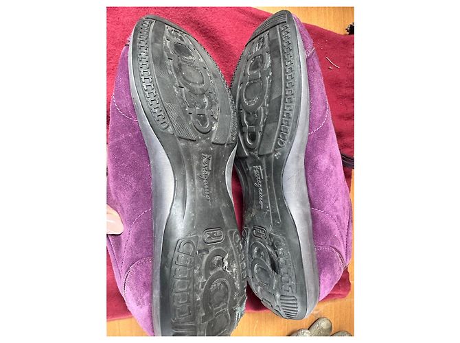 Salvatore Ferragamo Sneakers in camoscio viola Porpora - vista 5