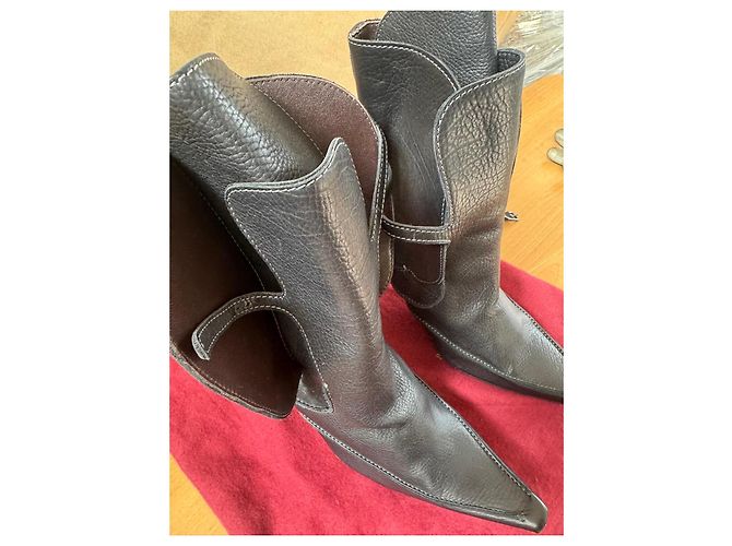 Bottega Veneta Botas de cuero negras con tacón Negro - vista 3