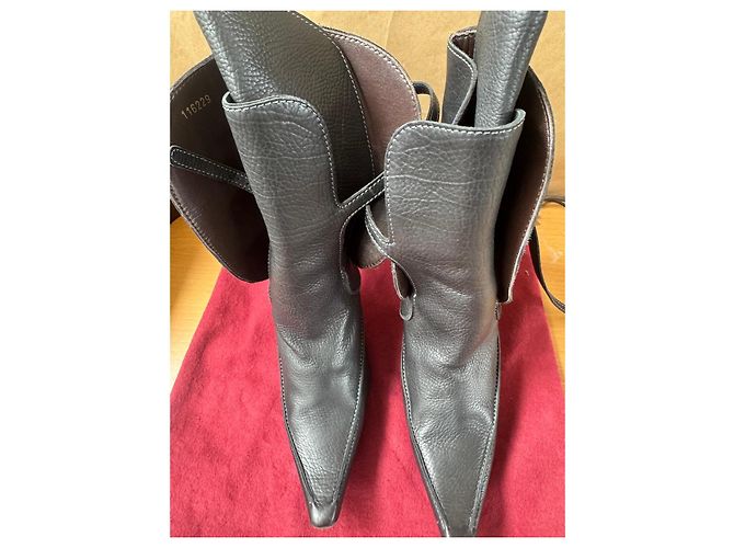 Bottega Veneta Botas de cuero negras con tacón Negro - vista 4