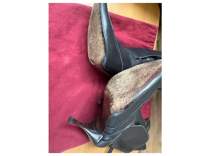 Bottega Veneta Botas de cuero negras con tacón Negro - vista 5