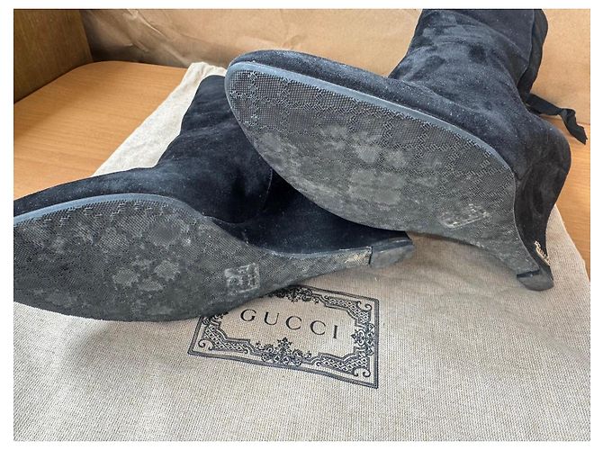 Stivaletti in camoscio nero Gucci - vista 6