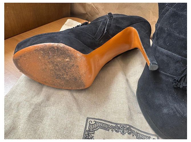 Botines Gucci de ante negro con flecos - vista 5
