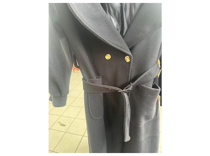 Autre Marque Abrigo KIKISIX de lana negra con cinturón Negro - vista 3