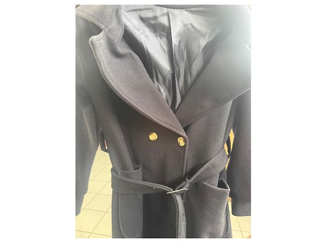 Autre Marque Abrigo KIKISIX de lana negra con cinturón Negro - vista 4