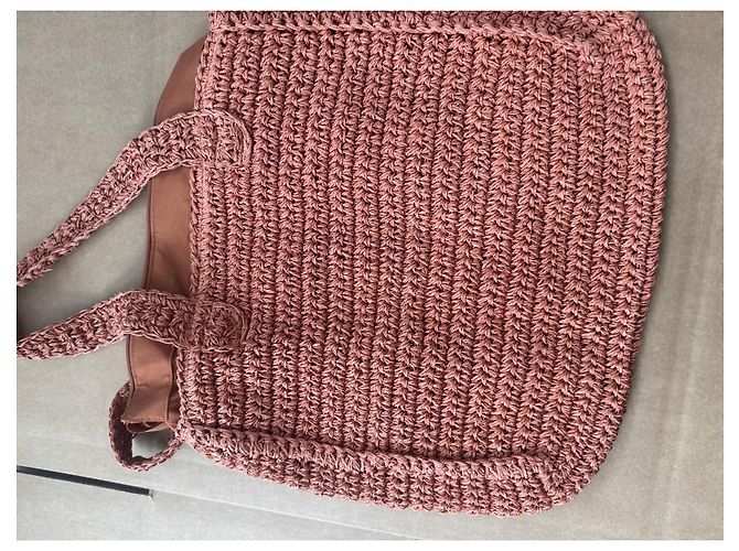 Autre Marque Borsa in paglia rosa con frange - vista 3