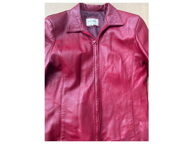 Autre Marque Rote Leder biker Jacke - Ansicht 2