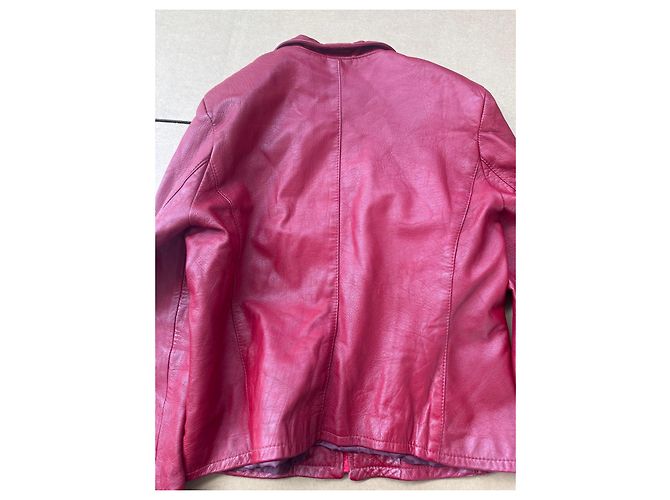 Autre Marque Rote Leder biker Jacke - Ansicht 3