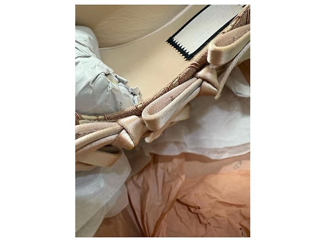 Autre Marque Décolleté in pelle con pizzo Cognac - vista 10