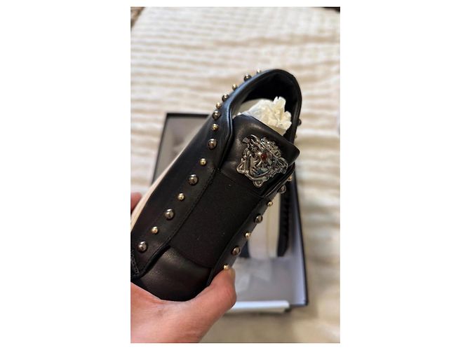 Sneakers Gianni Versace in pelle nera Nero - vista 6