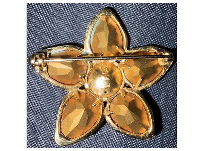 Spilla vintage Yves Saint Laurent "Fiore" – Cristalli e metallo dorato Gold hardware - vista 4