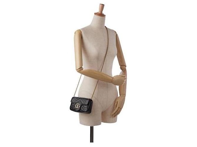 Borsa a tracolla super mini GG Marmont di Gucci nera Nero - vista 11