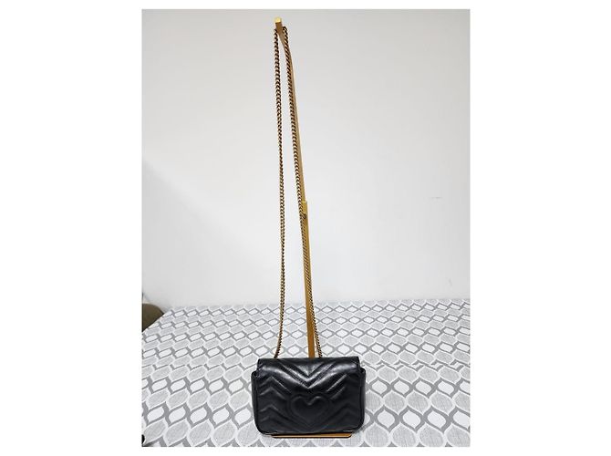 Borsa a tracolla super mini GG Marmont di Gucci nera Nero - vista 3