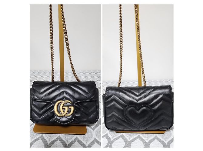 Borsa a tracolla super mini GG Marmont di Gucci nera Nero - vista 4