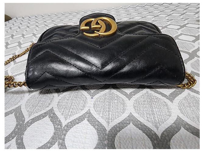 Borsa a tracolla super mini GG Marmont di Gucci nera Nero - vista 6