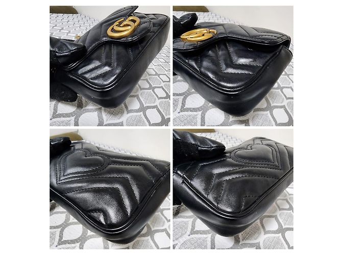 Borsa a tracolla super mini GG Marmont di Gucci nera Nero - vista 9