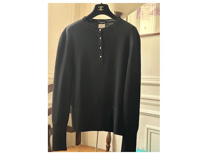 Chanel Polo Pullover aus schwarzem Kaschmir - Ansicht 3