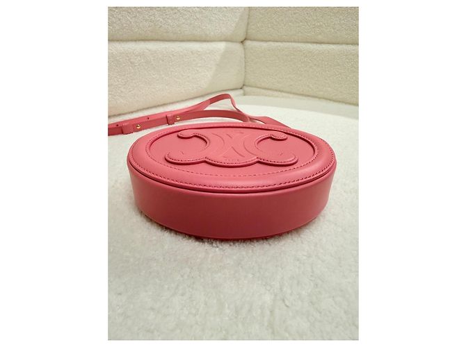 Céline Borsa a tracolla ovale Triomphe di Celine in pelle rosa - vista 3