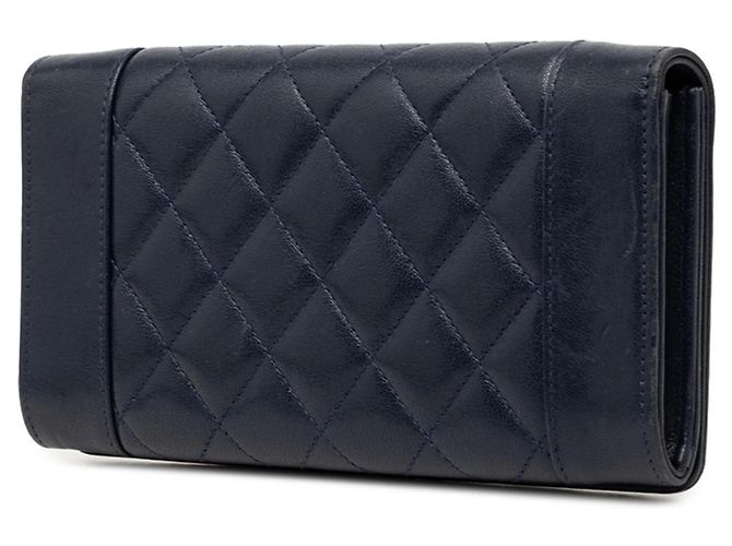 Cartera larga bi-fold Chanel Coco Mark Mademoiselle con cierre giratorio Azul marino - vista 2