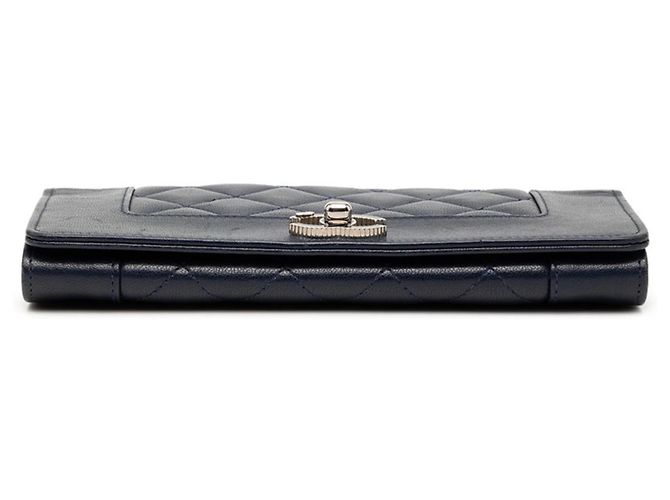 Cartera larga bi-fold Chanel Coco Mark Mademoiselle con cierre giratorio Azul marino - vista 3