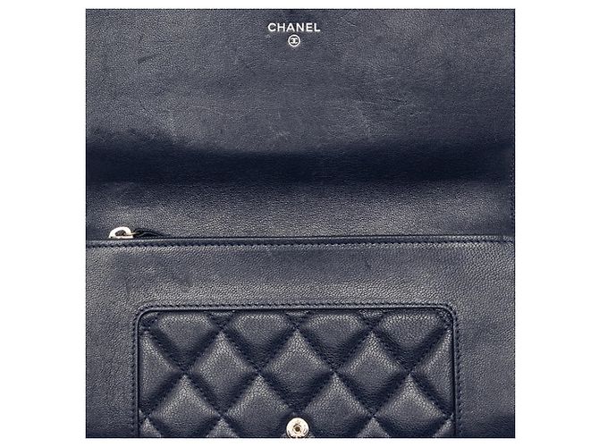 Cartera larga bi-fold Chanel Coco Mark Mademoiselle con cierre giratorio Azul marino - vista 4