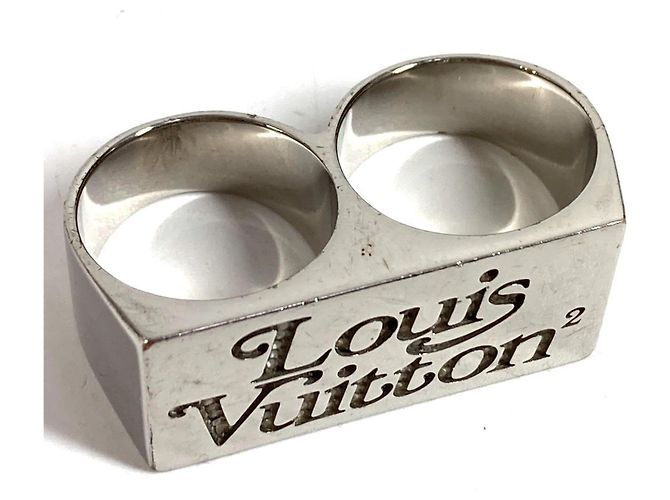 Louis Vuitton Silberring Doppelt Quadrat LV Strass Accessoire - Ansicht 3
