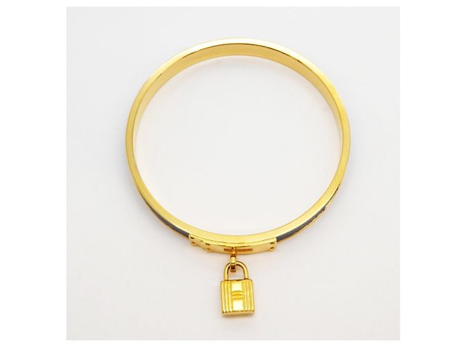 Hermès Hermes Kelly Bangle in Gold Plated Leather Blue Golden - view 3