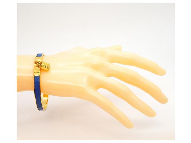 Hermès Hermes Kelly Bangle in Gold Plated Leather Blue Golden - view 6