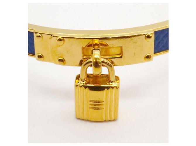 Hermès Hermes Kelly Bangle in Gold Plated Leather Blue Golden - view 7