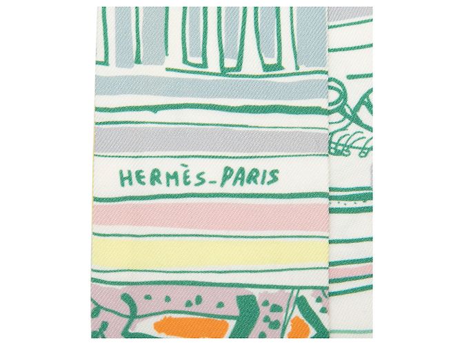 Bufanda Twilly de Seda Verde Rayures d'Ete de Hermès Verde claro - vista 3