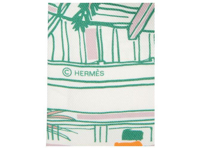 Bufanda Twilly de Seda Verde Rayures d'Ete de Hermès Verde claro - vista 4