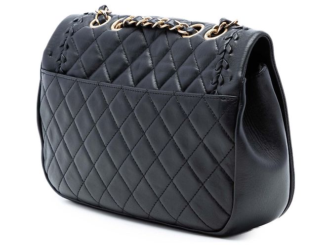 Borsa a tracolla intrecciata in pelle di agnello trapuntata nera Chanel Nero - vista 2