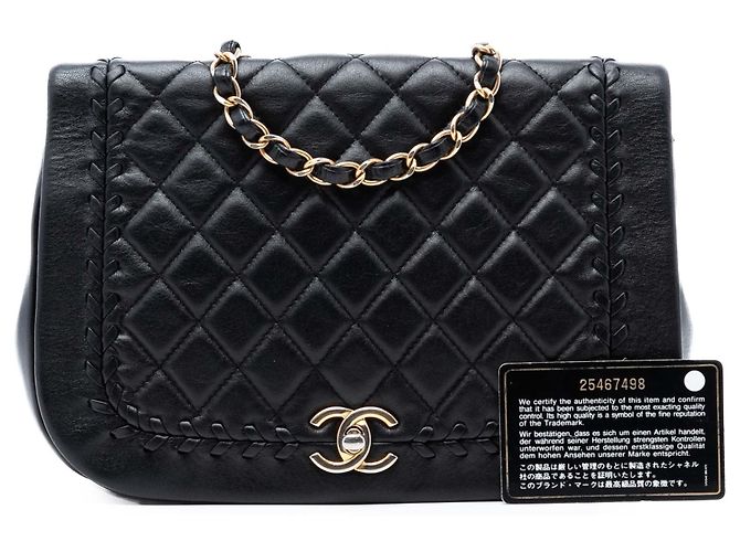 Borsa a tracolla intrecciata in pelle di agnello trapuntata nera Chanel Nero - vista 8