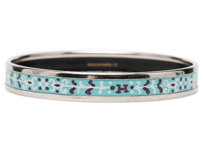 Hermès Blau schmaler Blumenblatt Emaille-Armband 62 - Ansicht 3