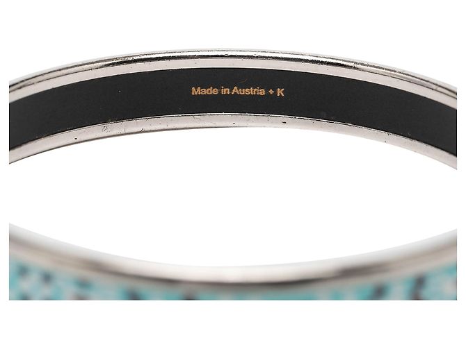 Hermès Blau schmaler Blumenblatt Emaille-Armband 62 - Ansicht 5