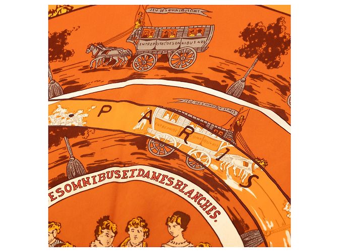 Bufanda de seda Hermès Naranja Jeu des Omnibus et Dames Blanches - vista 5