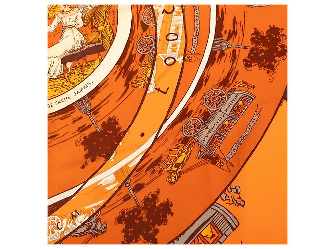 Bufanda de seda Hermès Naranja Jeu des Omnibus et Dames Blanches - vista 6