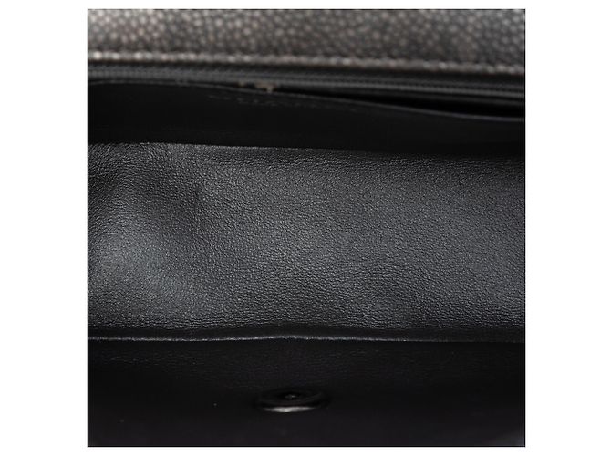 Chanel Mini Retangular Clássico Metálico Caviar Cinza com Aba Única Marrom Cinza antracite - vista 4
