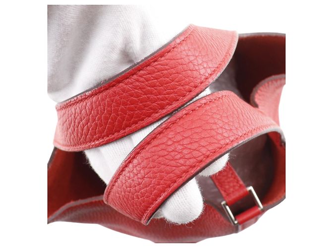 Hermès Picotin Lock 18 in Pelle Clemence Rossa Rosso - vista 16