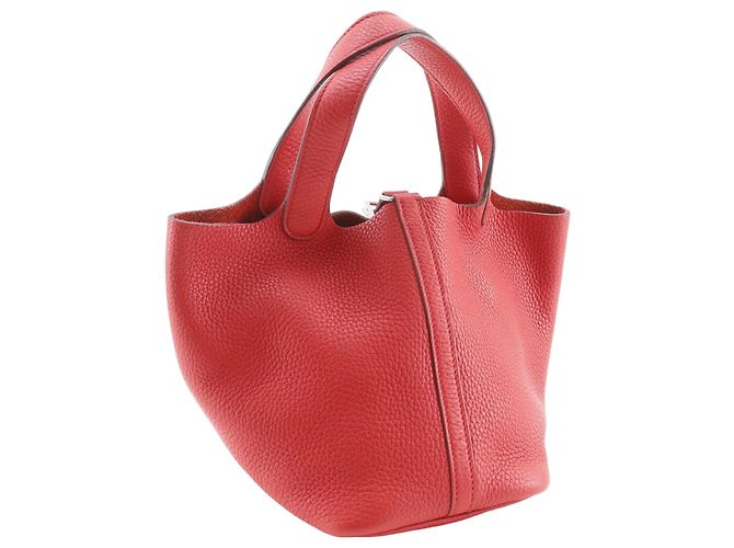 Hermès Picotin Lock 18 in Pelle Clemence Rossa Rosso - vista 2