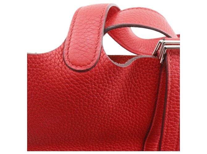 Hermès Picotin Lock 18 in Pelle Clemence Rossa Rosso - vista 9