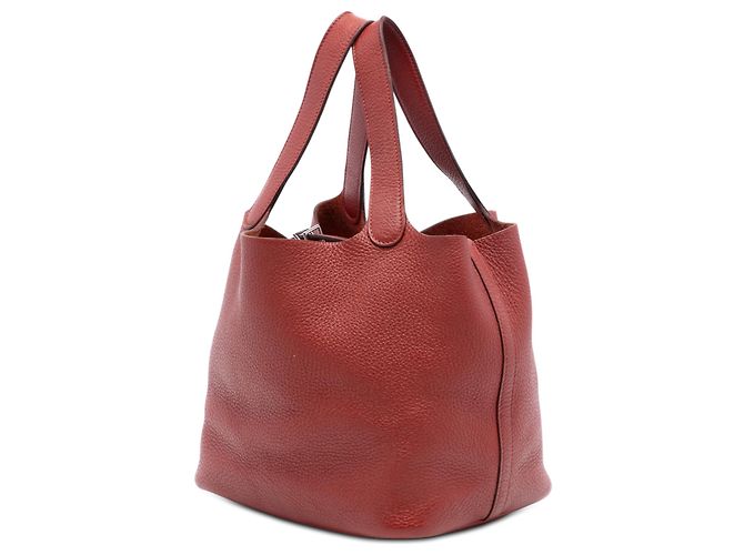 Hermès Picotin Lock 22 in Pelle Clemence Rossa Rosso Bordò - vista 2
