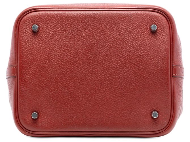 Hermès Picotin Lock 22 in Pelle Clemence Rossa Rosso Bordò - vista 3